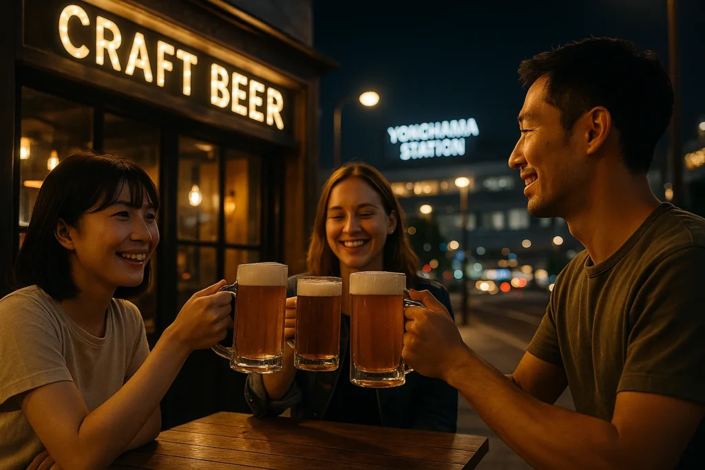 横浜駅周辺でクラフトビールを楽しむ乾杯イメージ